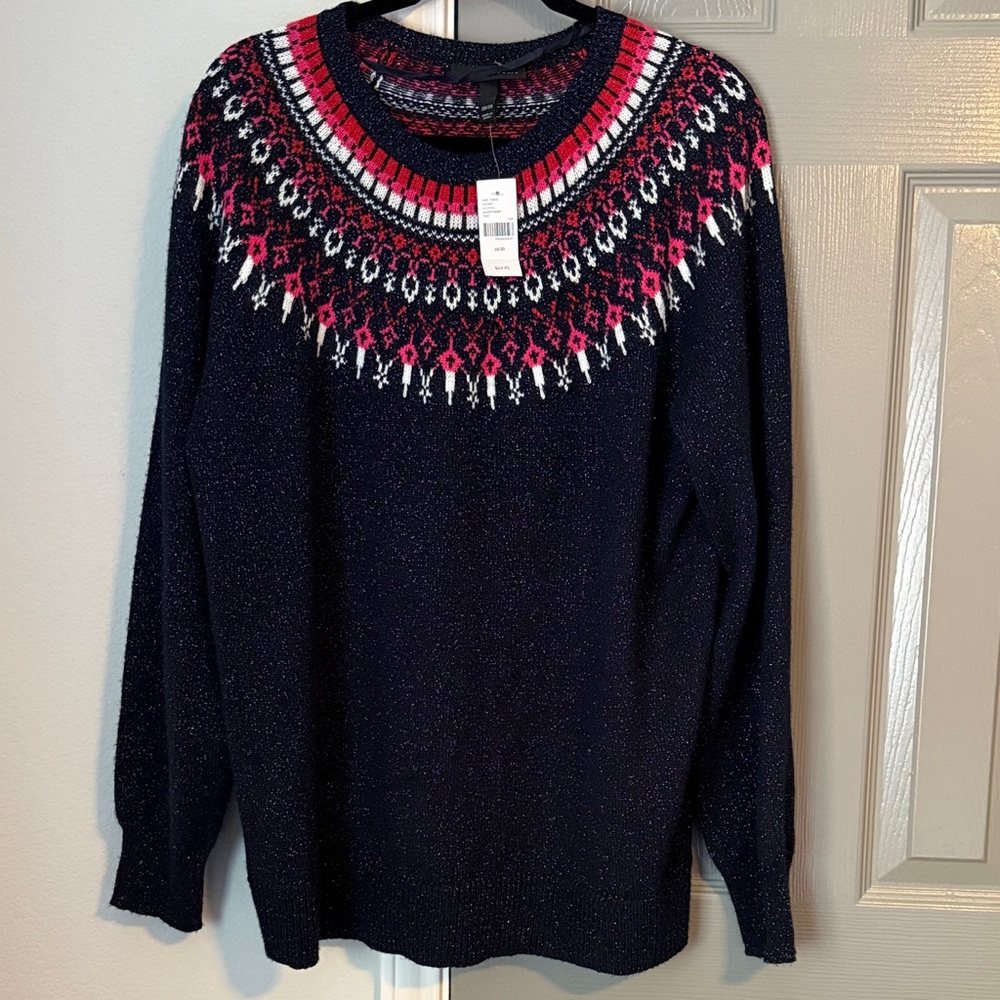 Lane Bryant Navy Blue Crewneck Sweater with Sparkles NWT